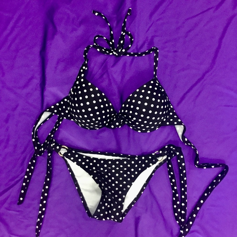 Polka dot two-piece swimsuit